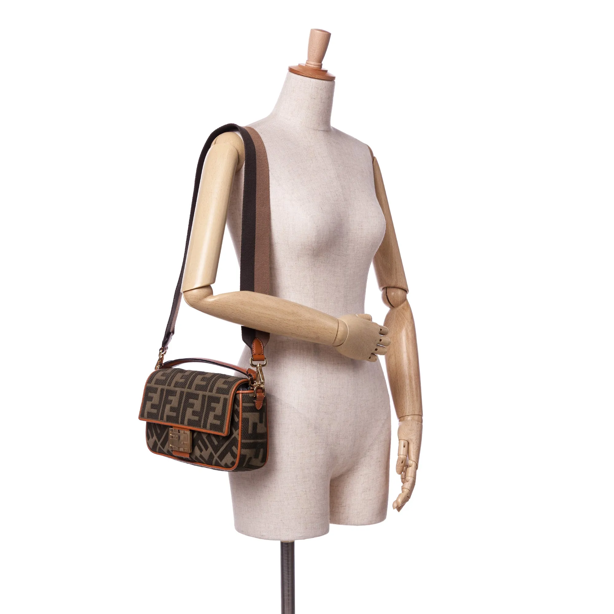 Zucca Embroidered Canvas Baguette Satchel