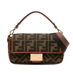Zucca Embroidered Canvas Baguette Satchel