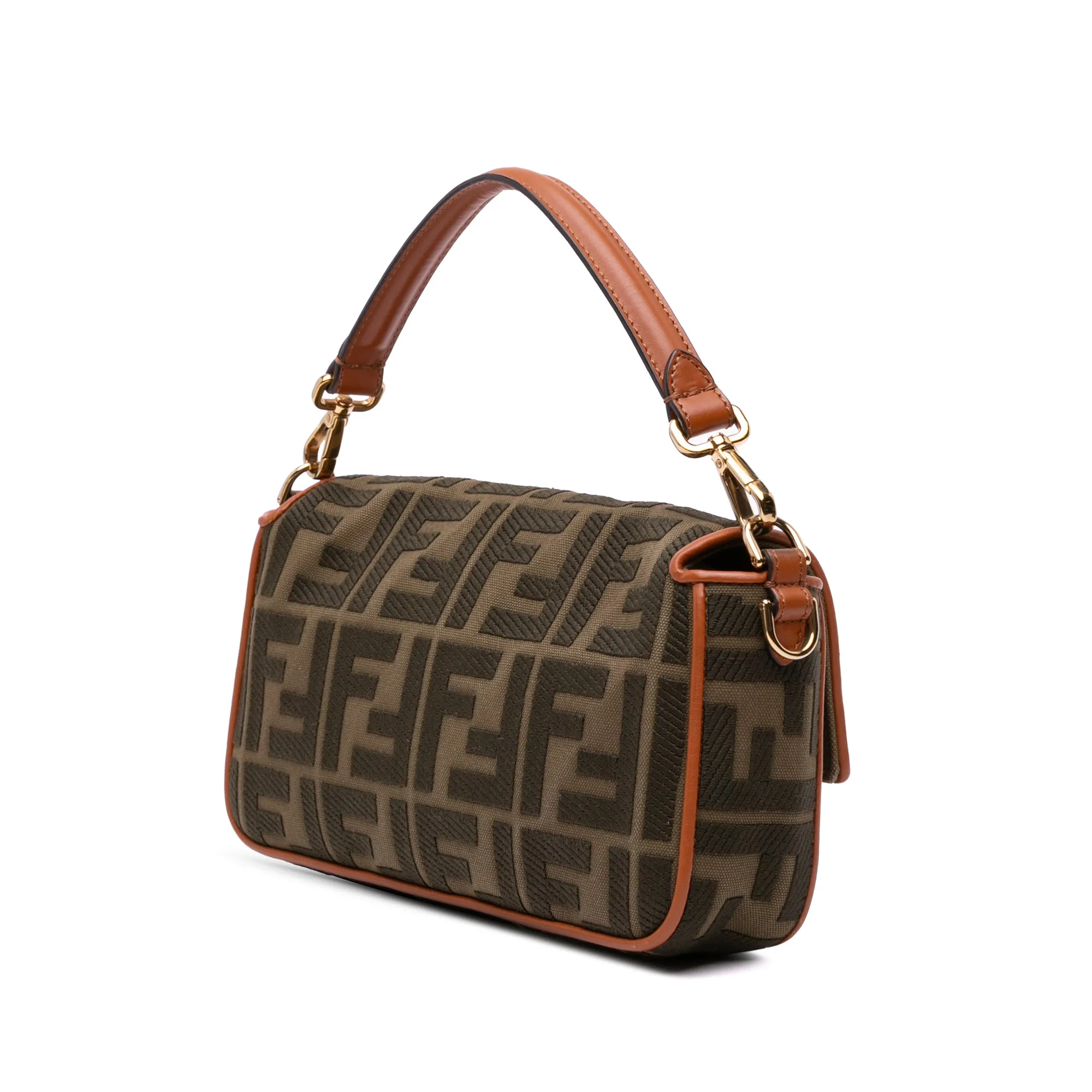 Zucca Embroidered Canvas Baguette Satchel