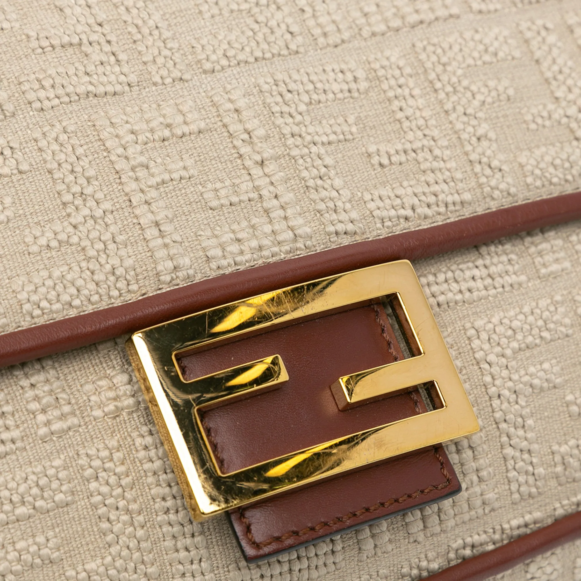 Zucca Embroidered Canvas Baguette Satchel